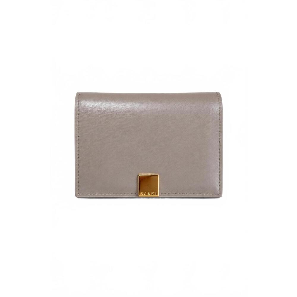 NEW MARNI women's prisma folded leather wallet in cork beige